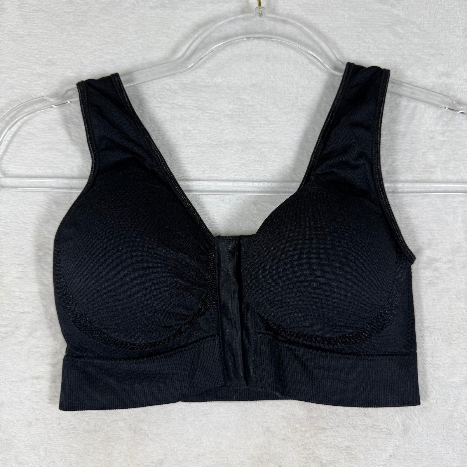 Miracle Bamboo Bra Black Front Closure Wireless Seamless Bra Large BbOl24LarB